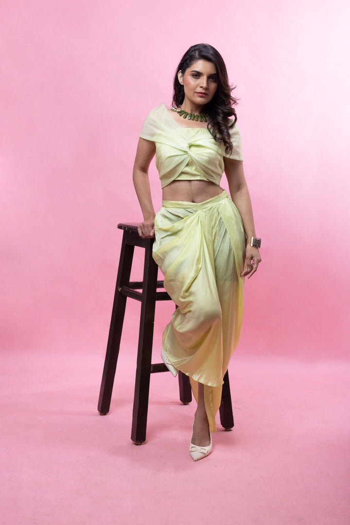 Bow top & Drape skirt set