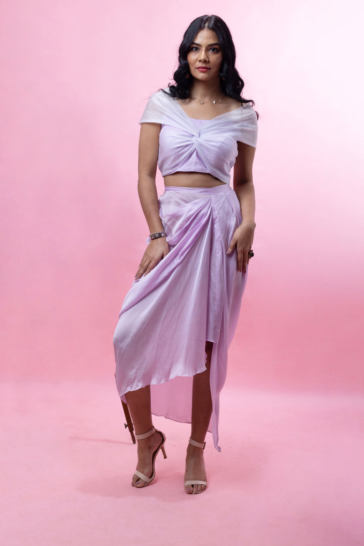 Bow top & Drape skirt set