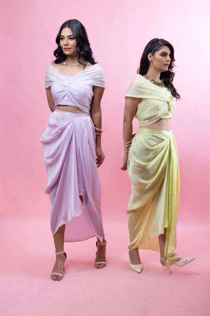 Bow top & Drape skirt set