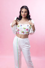 Load image into Gallery viewer, White co ordinate 3piece jacket set