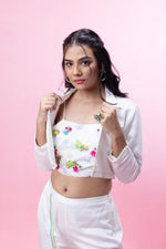 Load image into Gallery viewer, White co ordinate 3piece jacket set
