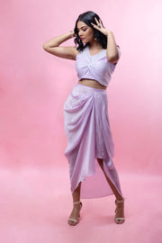 Bow top & Drape skirt set