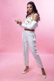 White co ordinate 3piece jacket set